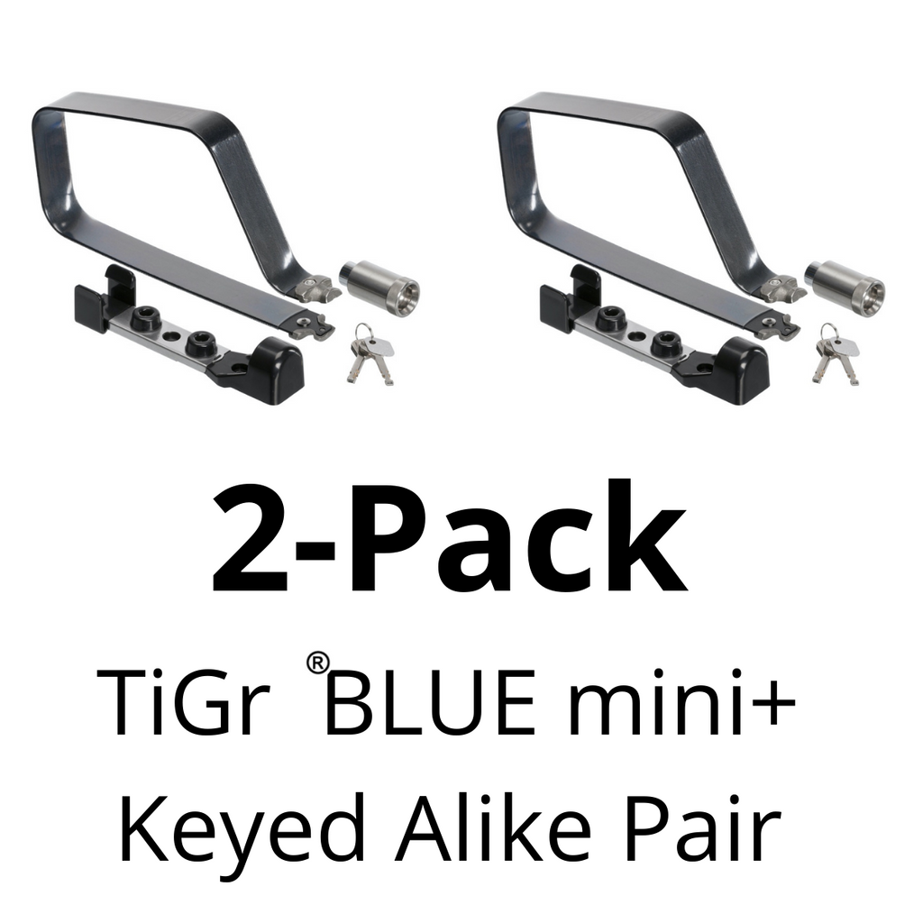 TiGr BLUE mini+ bicycle u-lock bike lock. Keyed alike pair of locks
